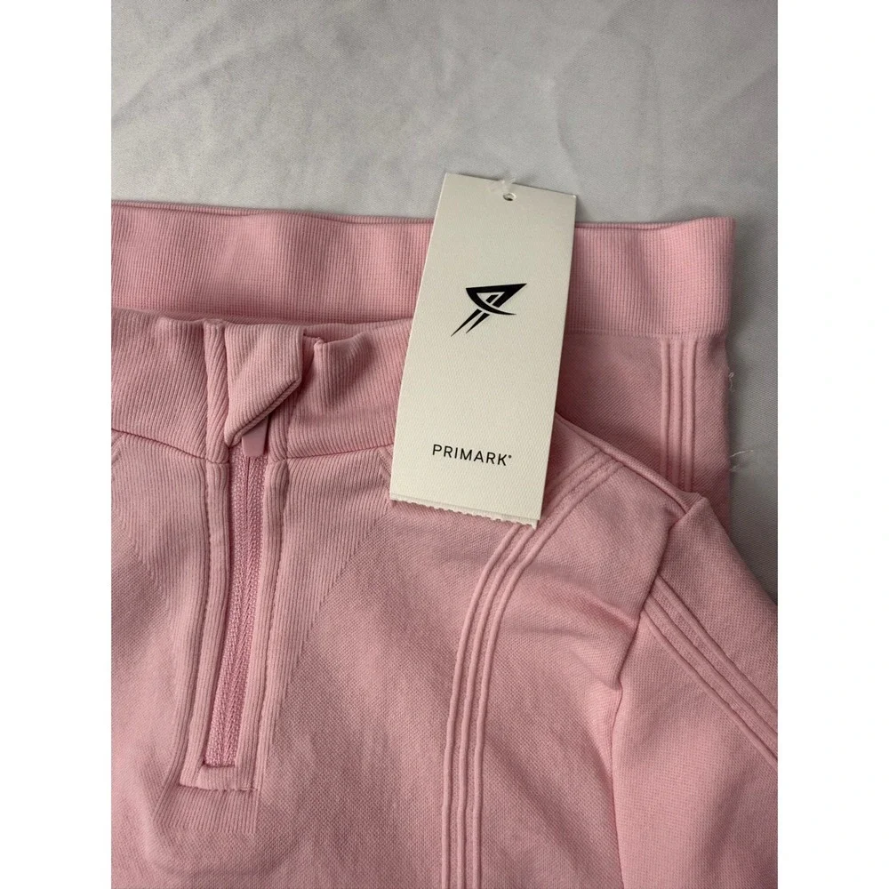 Primark Girls Pink Seamless Activewear Set Quarter Zip Top and Leggings 4-5Y NWT